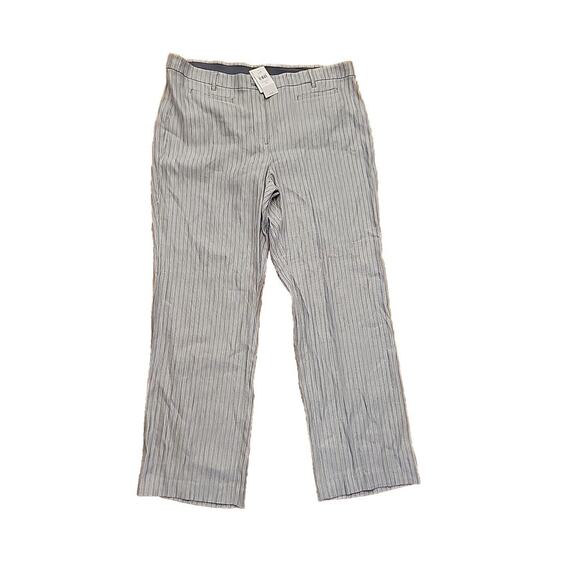 J Jill Linen Stretch Gray Striped Sz 18 Office Pants - Picture 1 of 8